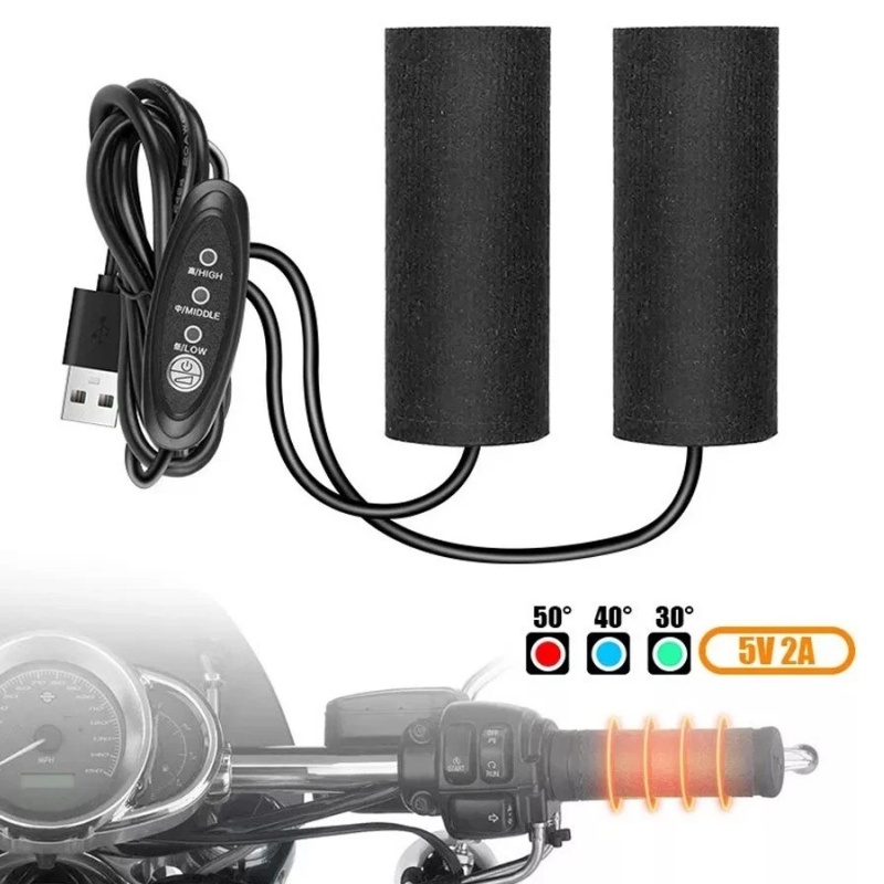Handlebar Grip Heated - 加熱されたオートバイのハンドルバーグリップ 5V USB ウォーマー電気加熱グリップカバー防振アンチスリップホットハンドルバー