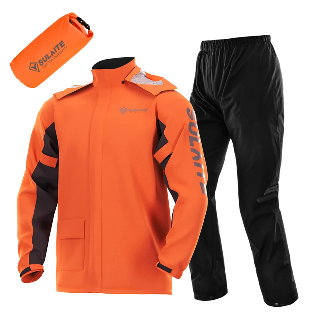Motorcycle Gear Mens - オートバイレインギアスーツ 軽量ライディングレインコートセット 防水通気性ジャケット＆パンツ シューズカバー付き 男女兼用