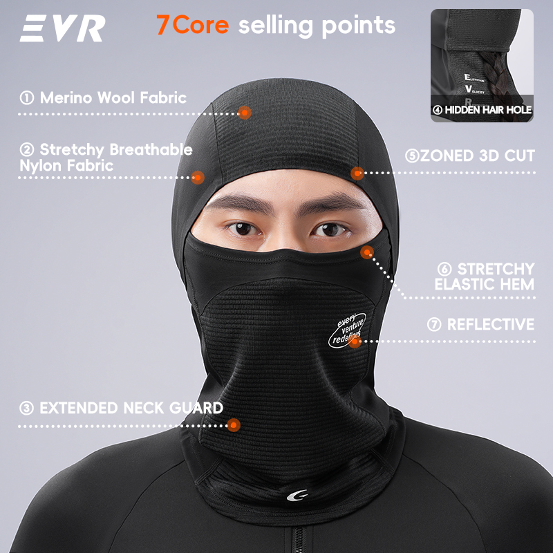 EVR 冬用ウールフェイスマスク ネックゲイター 防風 保温 - Motorcycle Gear Mens のレビューと価格